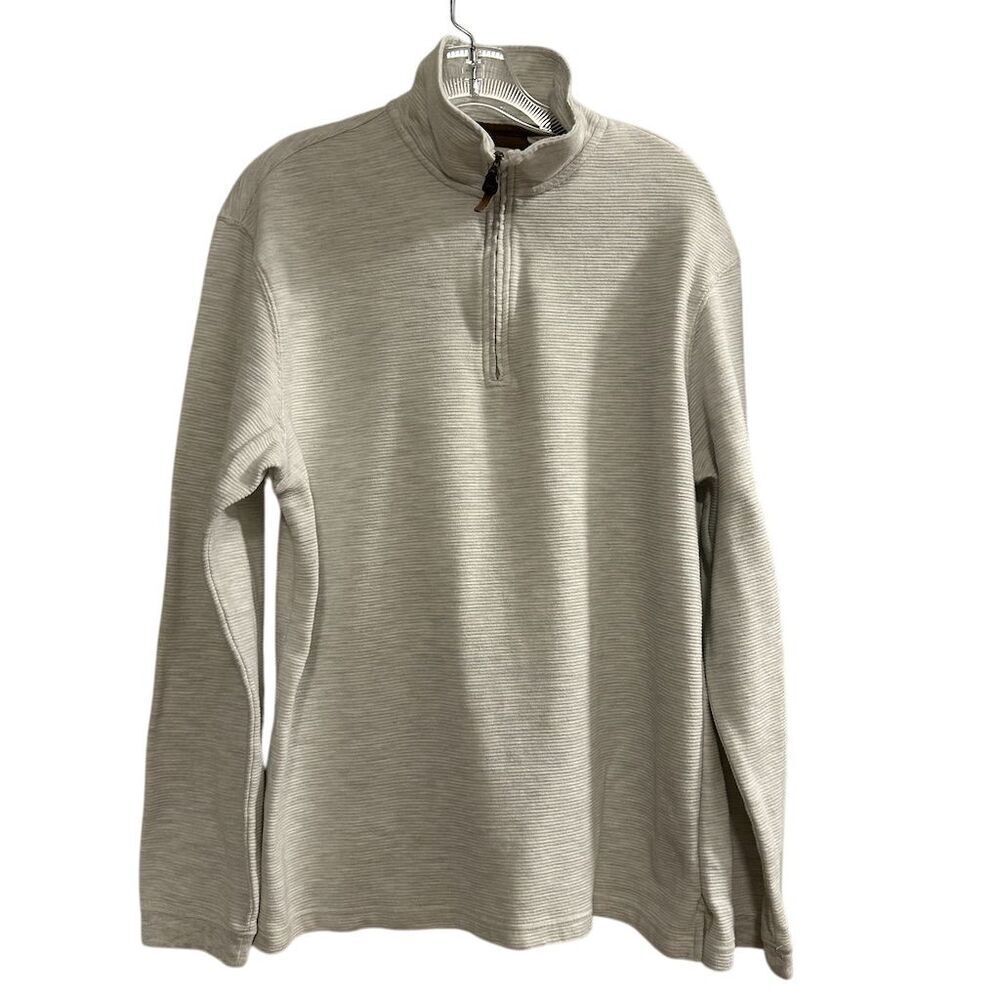 Haggar Men's Light Gray Quarter Zip Pullover Sweater Size‎ L Casual
